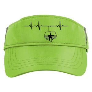 Ski Skiing Instructor Skier Sitting In Lift With Heartbeat Great Gift Adult Drive Performance Visor