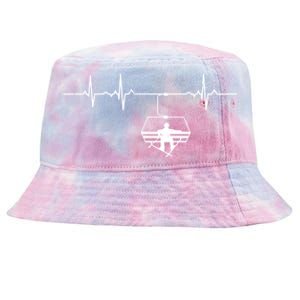 Ski Skiing Instructor Skier Sitting In Lift With Heartbeat Great Gift Tie-Dyed Bucket Hat