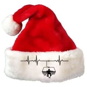 Ski Skiing Instructor Skier Sitting In Lift With Heartbeat Great Gift Premium Christmas Santa Hat