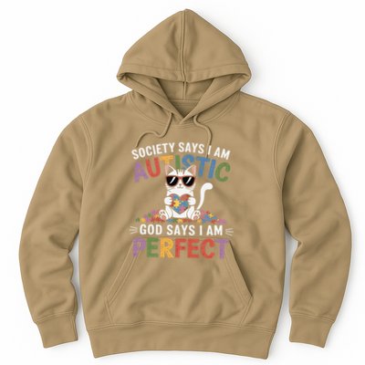 Society Says I Am Autistic God Says I Am Perfect Autism Cat Hoodie