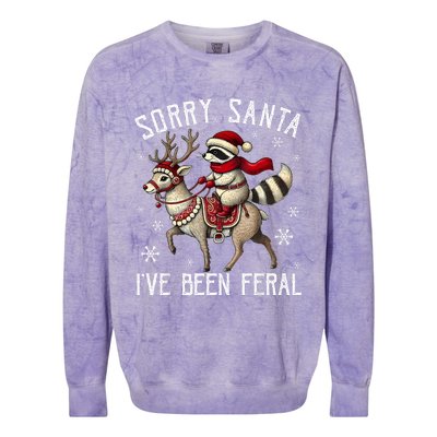 Sorry Santa IVe Been Feral Christmas Holiday Raccoon Meme Colorblast Crewneck Sweatshirt