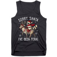 Sorry Santa IVe Been Feral Christmas Holiday Raccoon Meme Tank Top