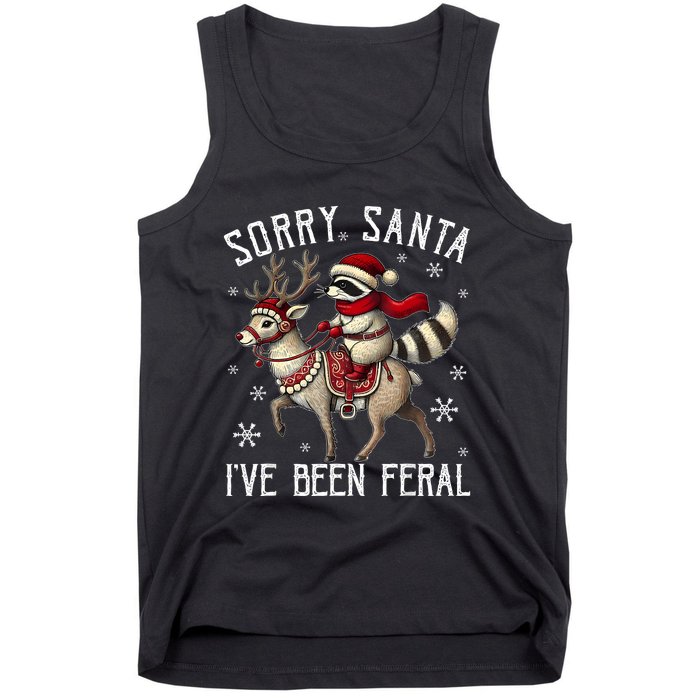 Sorry Santa IVe Been Feral Christmas Holiday Raccoon Meme Tank Top