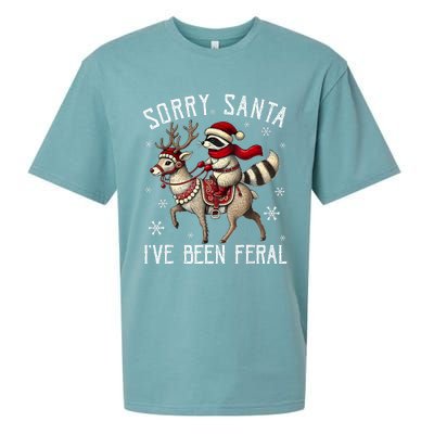 Sorry Santa IVe Been Feral Christmas Holiday Raccoon Meme Sueded Cloud Jersey T-Shirt