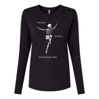 Sassy Skeleton: Im Fine Womens Cotton Relaxed Long Sleeve T-Shirt