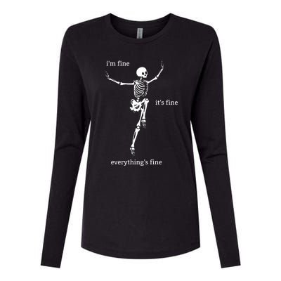 Sassy Skeleton: Im Fine Womens Cotton Relaxed Long Sleeve T-Shirt