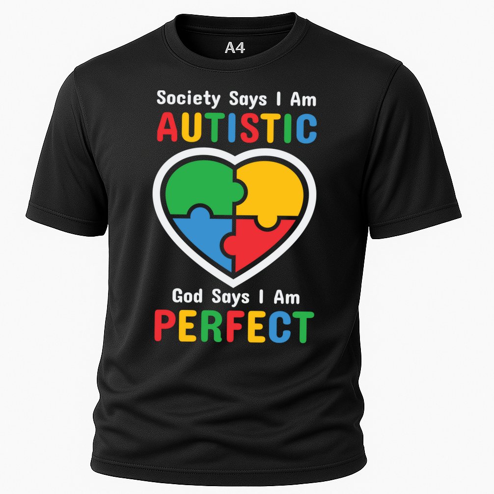 Society Says I Am Autistic God Says I Am Perfect Autism Awareness Mother's Day Cooling Performance Crew T-Shirt