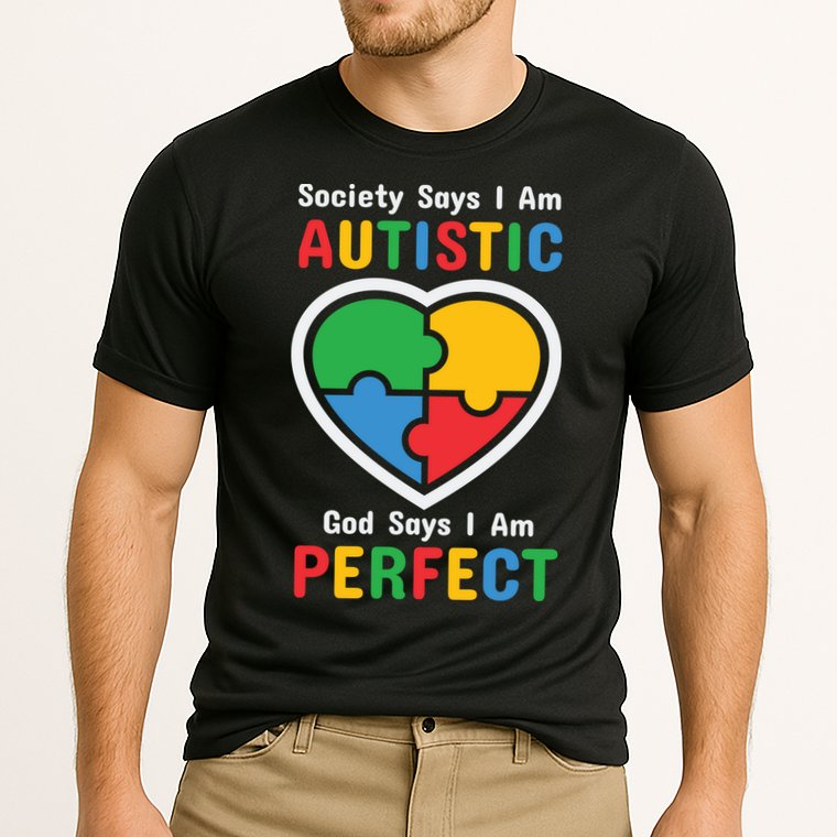 Society Says I Am Autistic God Says I Am Perfect Autism Awareness Mother's Day Cooling Performance Crew T-Shirt