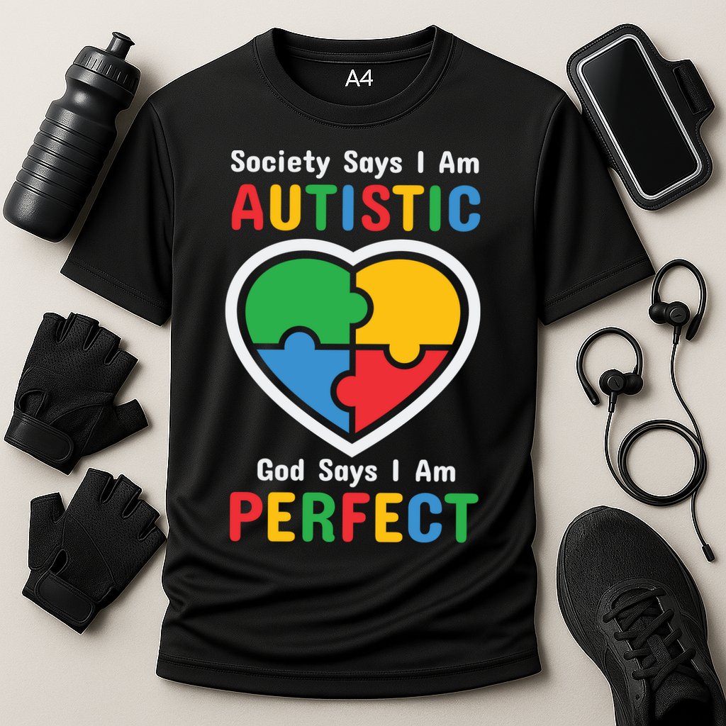 Society Says I Am Autistic God Says I Am Perfect Autism Awareness Mother's Day Cooling Performance Crew T-Shirt