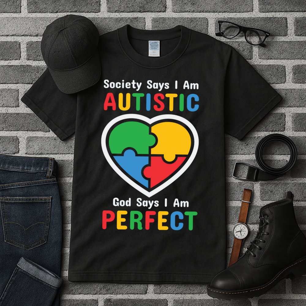 Society Says I Am Autistic God Says I Am Perfect Autism Awareness Mother's Day Tall T-Shirt