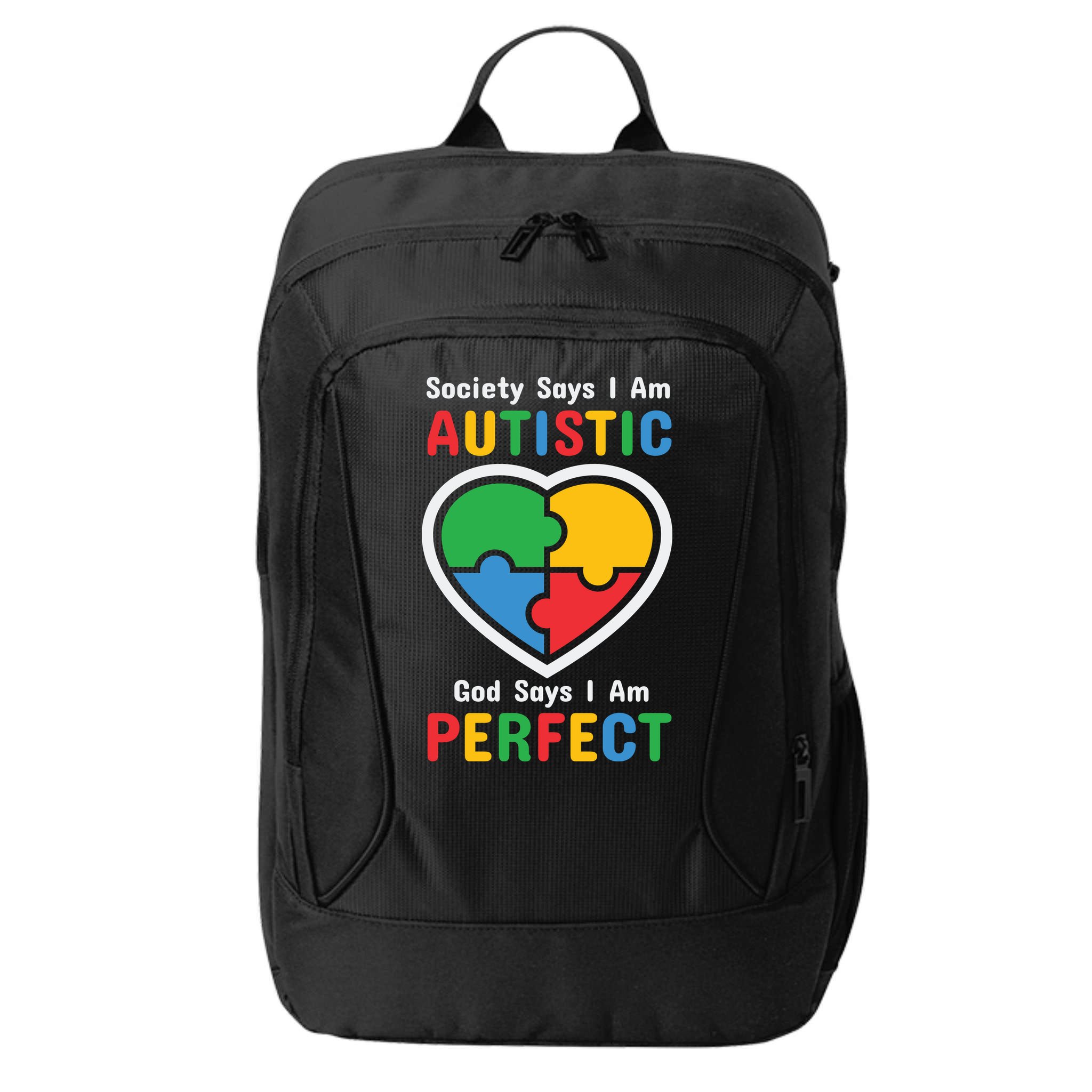 Society Says I Am Autistic God Says I Am Perfect Autism Awareness Mother's Day City Backpack