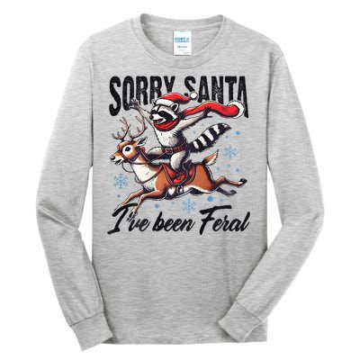 Sorry Santa I’Ve Been Feral Raccoon Riding Horse Tall Long Sleeve T-Shirt