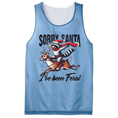 Sorry Santa I’Ve Been Feral Raccoon Riding Horse Mesh Reversible Basketball Jersey Tank