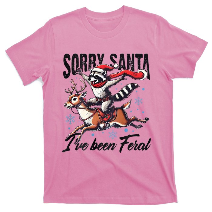 Sorry Santa I’Ve Been Feral Raccoon Riding Horse T-Shirt