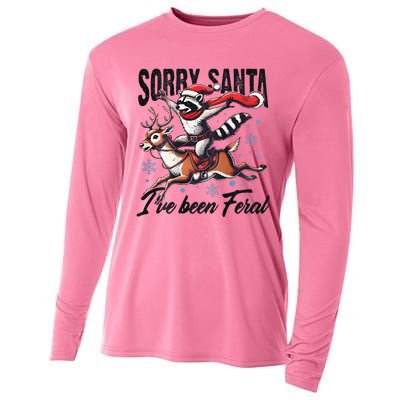 Sorry Santa I’Ve Been Feral Raccoon Riding Horse Cooling Performance Long Sleeve Crew