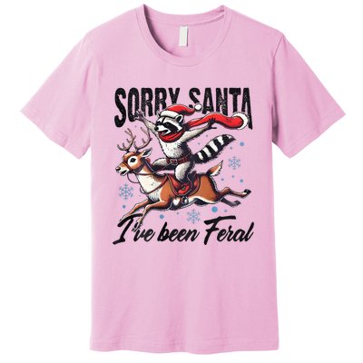 Sorry Santa I’Ve Been Feral Raccoon Riding Horse Premium T-Shirt