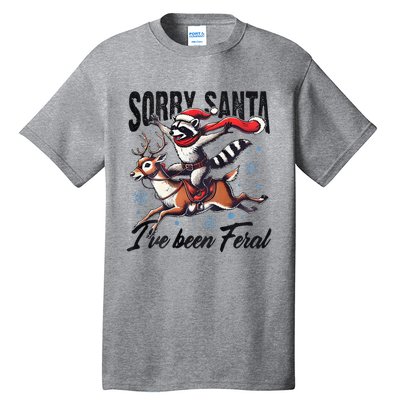 Sorry Santa I’Ve Been Feral Raccoon Riding Horse Tall T-Shirt