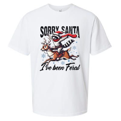 Sorry Santa I’Ve Been Feral Raccoon Riding Horse Sueded Cloud Jersey T-Shirt