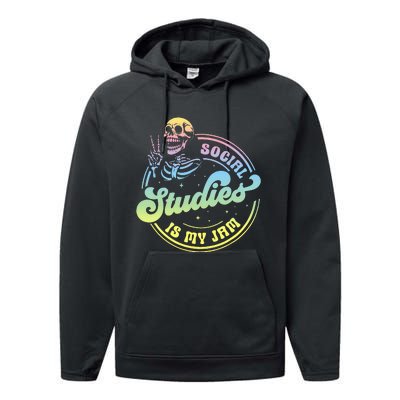 Social Studies Is My Jam Skeleton History Teacher Costume Performance Fleece Hoodie