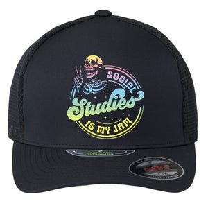 Social Studies Is My Jam Skeleton History Teacher Costume Flexfit Unipanel Trucker Cap