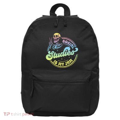 Social Studies Is My Jam Skeleton History Teacher Costume 16 in Basic Backpack
