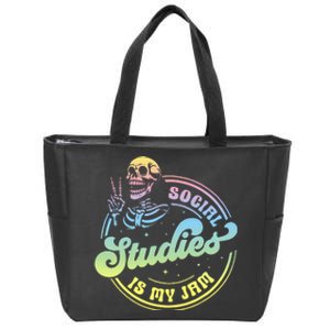 Social Studies Is My Jam Skeleton History Teacher Costume Zip Tote Bag