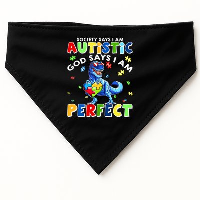 Society Says I'm Autistic God Says I'm Perfect Autism Funny USA-Made Doggie Bandana