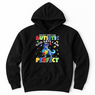 Society Says I'm Autistic God Says I'm Perfect Autism Funny Hoodie