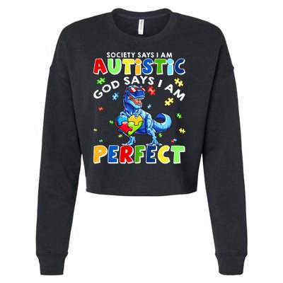 Society Says I'm Autistic God Says I'm Perfect Autism Funny Cropped Pullover Crew