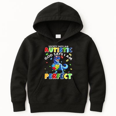 Society Says I'm Autistic God Says I'm Perfect Autism Funny Kids Hoodie