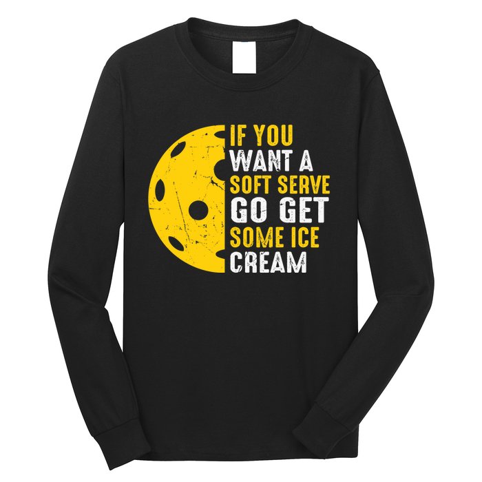 Soft Serve Ice Cream Paddleball Sports Pickleball Player Long Sleeve Shirt