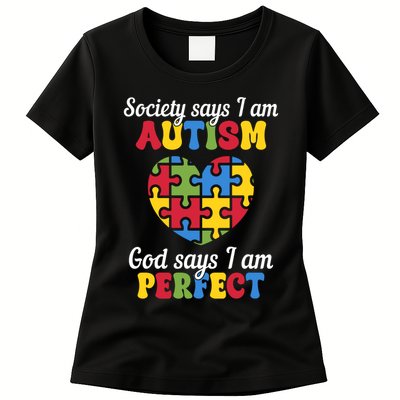 Society Says I Am Autism Go Days I Am Perfect Womens T-Shirt