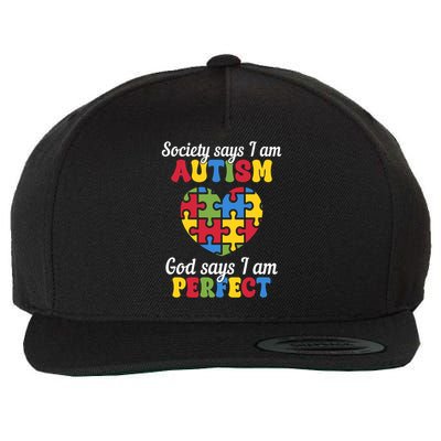 Society Says I Am Autism Go Days I Am Perfect Wool Snapback Cap