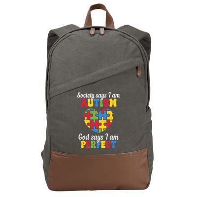 Society Says I Am Autism Go Days I Am Perfect Cotton Canvas Backpack