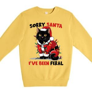 Sorry Santa IVe Been Feral Black Cat Christmas Premium Crewneck Sweatshirt