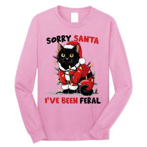 Sorry Santa IVe Been Feral Black Cat Christmas Long Sleeve Shirt