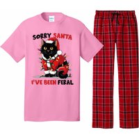 Sorry Santa IVe Been Feral Black Cat Christmas Pajama Set