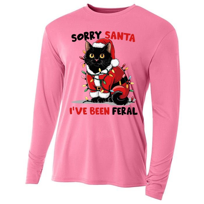 Sorry Santa IVe Been Feral Black Cat Christmas Cooling Performance Long Sleeve Crew