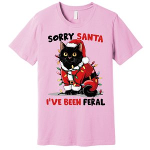 Sorry Santa IVe Been Feral Black Cat Christmas Premium T-Shirt