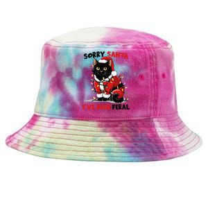 Sorry Santa IVe Been Feral Black Cat Christmas Tie-Dyed Bucket Hat