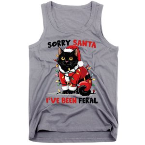 Sorry Santa IVe Been Feral Black Cat Christmas Tank Top