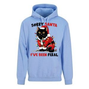 Sorry Santa IVe Been Feral Black Cat Christmas Unisex Surf Hoodie