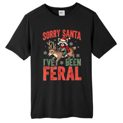 Sorry Santa I’Ve Been Feral Funny Raccoon Christmas Tall Fusion ChromaSoft Performance T-Shirt