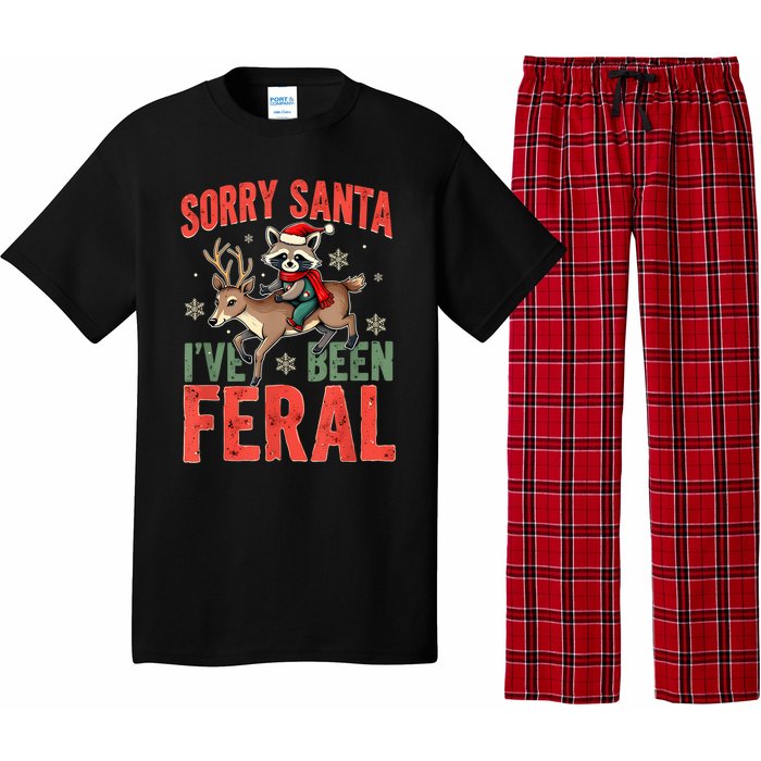 Sorry Santa I’Ve Been Feral Funny Raccoon Christmas Pajama Set