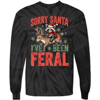 Sorry Santa I’Ve Been Feral Funny Raccoon Christmas Tie-Dye Long Sleeve Shirt