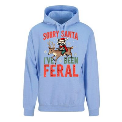 Sorry Santa I’Ve Been Feral Funny Raccoon Christmas Unisex Surf Hoodie