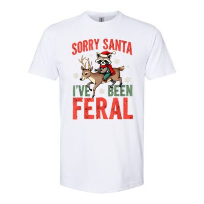 Sorry Santa I’Ve Been Feral Funny Raccoon Christmas Softstyle CVC T-Shirt