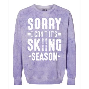 Skiier Sorry I Cant It Is Skiing Season Winter Ski Gift Colorblast Crewneck Sweatshirt