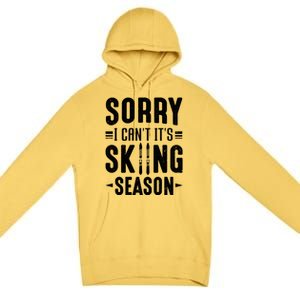 Skiier Sorry I Cant It Is Skiing Season Winter Ski Gift Premium Pullover Hoodie