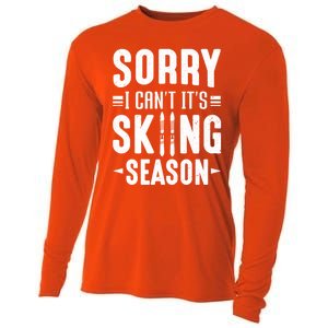 Skiier Sorry I Cant It Is Skiing Season Winter Ski Gift Cooling Performance Long Sleeve Crew